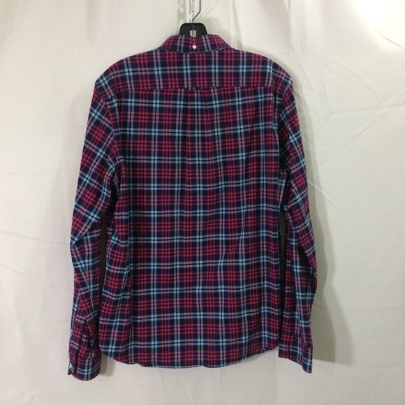 J. Crew Shirt Oxford Button Front Navy Red Plaid Slim Fit 100% Cotton Medium - Picture 4 of 4